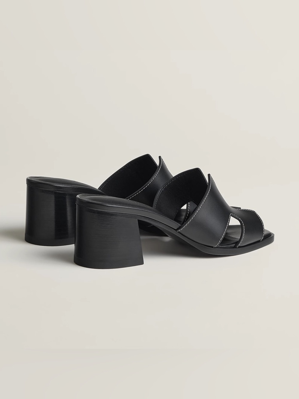 Hermès BNIB SANDALS HELIA 60 VITELLINO CALFSKIN 39 NOIR - Picture 4 of 4